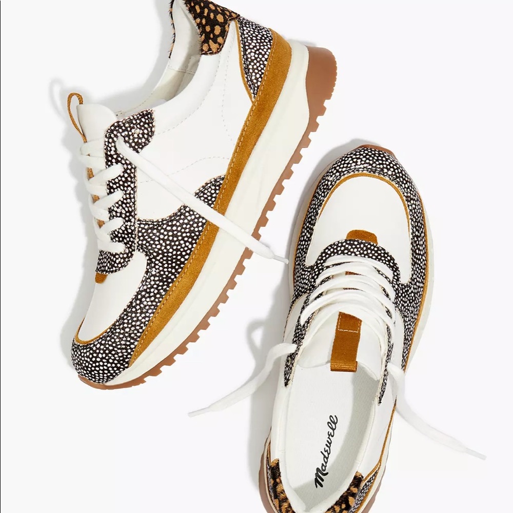 Madewell Kickoff Trainer Sneakers in Leather and Spot Mix Calf Hair